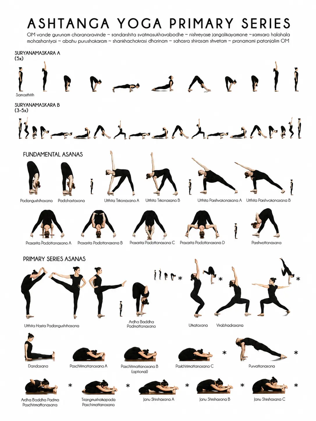 Ashtanga Yoga Primary Series, Teil 1: Suryanamaskara A und B, Fundamental Asanas sowie die stehenden und ersten sitzenden Primary-Series-Asanas bis Janu Shirshasana C